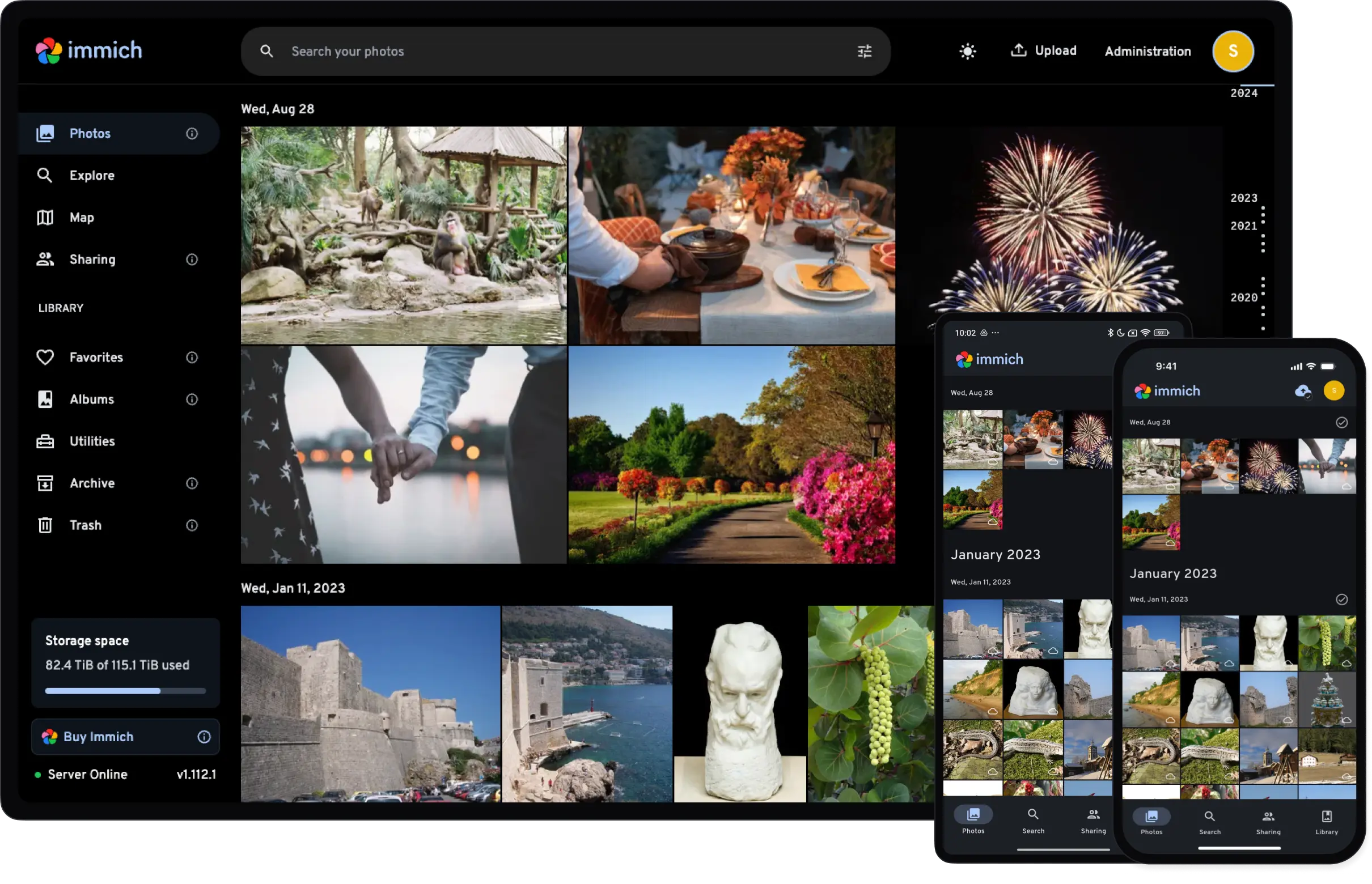 DaemonClient Photos on web, iPad and iPhone